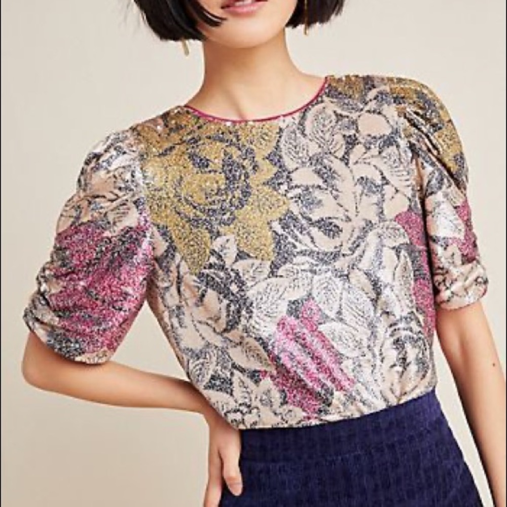 Sequined Floral Top